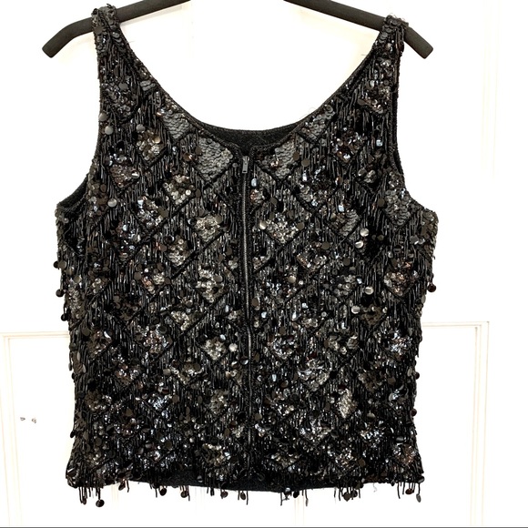 Vintage 60’s Wool Flapper Beaded Tank Top - Picture 2 of 3